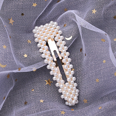 Hot Sale Women Girls Elegant Pearl Geometric Alloy Hair Clips