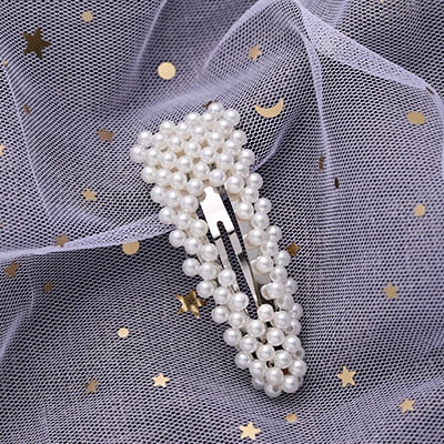 Hot Sale Women Girls Elegant Pearl Geometric Alloy Hair Clips