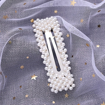 Hot Sale Women Girls Elegant Pearl Geometric Alloy Hair Clips