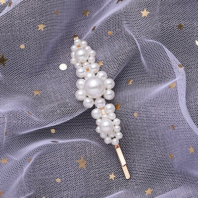 Hot Sale Women Girls Elegant Pearl Geometric Alloy Hair Clips
