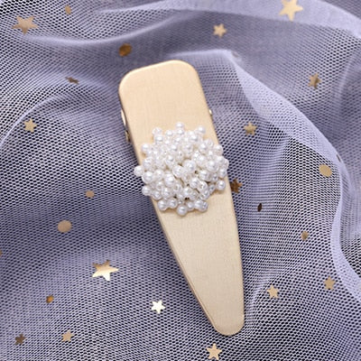 Hot Sale Women Girls Elegant Pearl Geometric Alloy Hair Clips