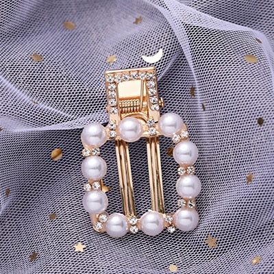 Hot Sale Women Girls Elegant Pearl Geometric Alloy Hair Clips