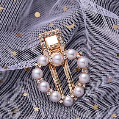 Hot Sale Women Girls Elegant Pearl Geometric Alloy Hair Clips