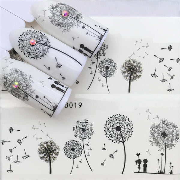 WUF 1 Sheets 2020 DIY Designer Water Transfer Tips Nail Art Pink Rose Flower Sticker Decals Women Beauty Wedding Nails