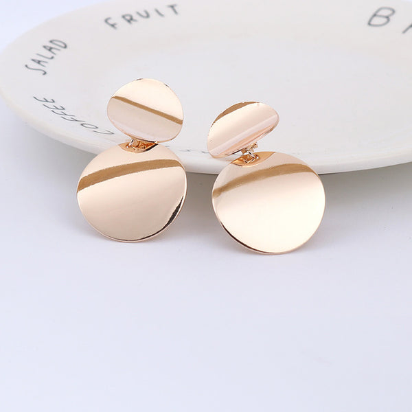 2019 Fashion Non Pierced Clip On Earrings Gold Black Metal Round Disc Statement Ear Clips for Women Bijoux Brincos Party Gift