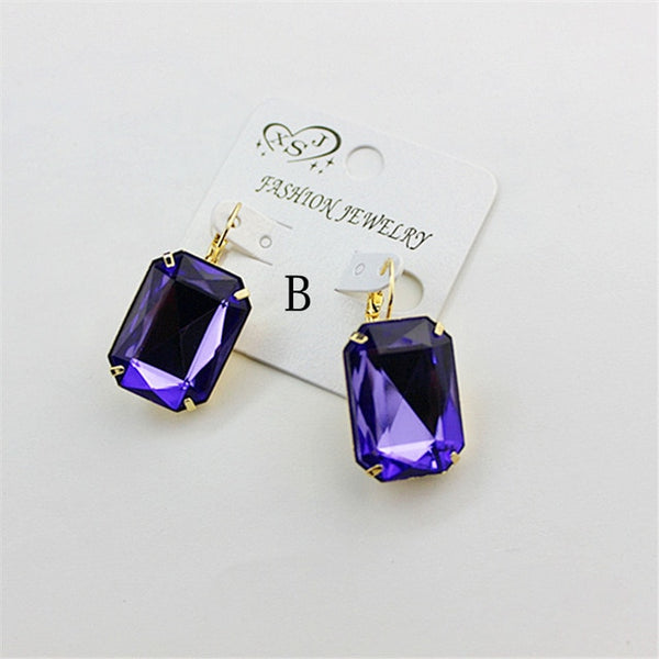 Hot and bright green purplish red, purple and blue pink and blue pink color women's birthday party earrings with beautiful earri