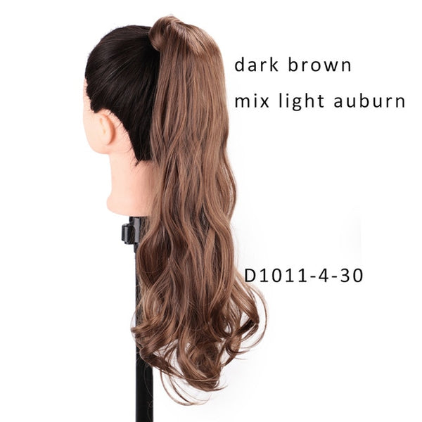 AISI BEAUTY Long Straight Hair Extension Synthetic Ponytail Hair Extensions with Black Blonde Brown Colors For Women