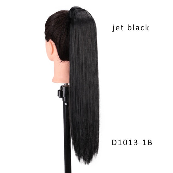 AISI BEAUTY Long Straight Hair Extension Synthetic Ponytail Hair Extensions with Black Blonde Brown Colors For Women