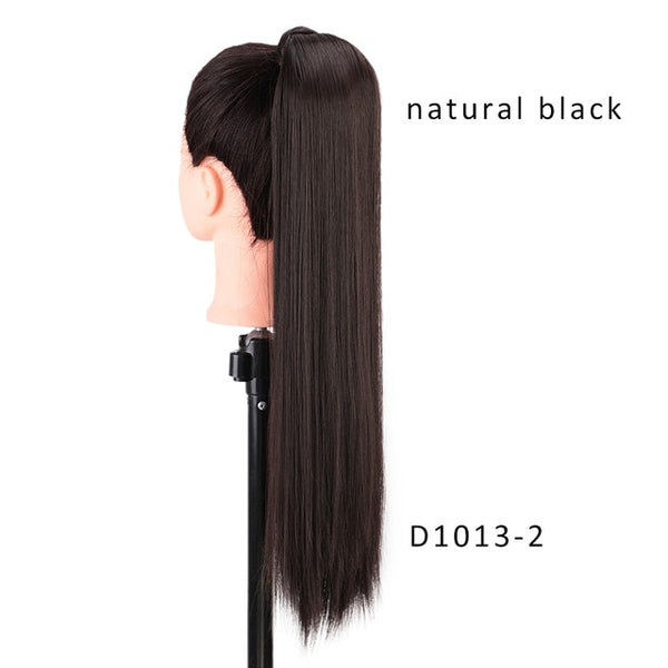 AISI BEAUTY Long Straight Hair Extension Synthetic Ponytail Hair Extensions with Black Blonde Brown Colors For Women