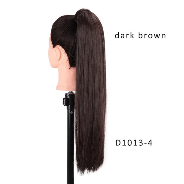 AISI BEAUTY Long Straight Hair Extension Synthetic Ponytail Hair Extensions with Black Blonde Brown Colors For Women
