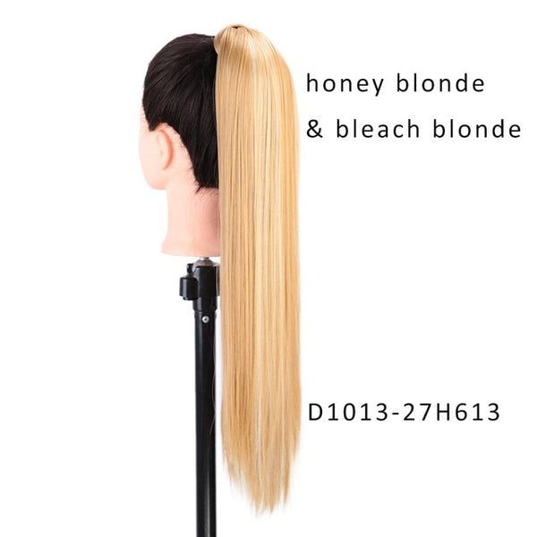 AISI BEAUTY Long Straight Hair Extension Synthetic Ponytail Hair Extensions with Black Blonde Brown Colors For Women