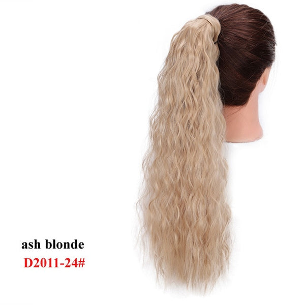 AISI BEAUTY Long Straight Hair Extension Synthetic Ponytail Hair Extensions with Black Blonde Brown Colors For Women