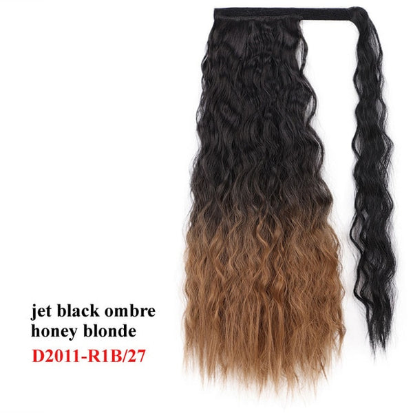 AISI BEAUTY Long Straight Hair Extension Synthetic Ponytail Hair Extensions with Black Blonde Brown Colors For Women