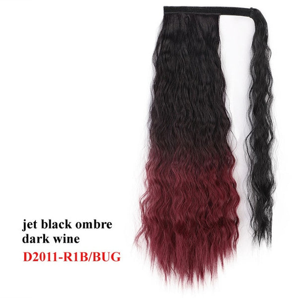 AISI BEAUTY Long Straight Hair Extension Synthetic Ponytail Hair Extensions with Black Blonde Brown Colors For Women