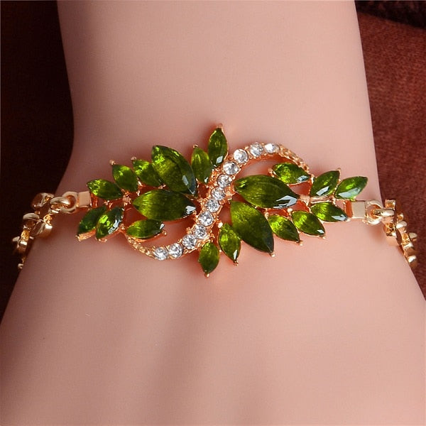 MISANANRYNE New 5 colors Beautiful Bracelet for Women Colorful Austrian Crystal Fashion Heart Chain Bracelet Wholesale
